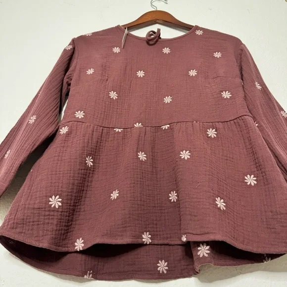 Madewell Embroidered Lightspun Peplum Open-Back Top size XS NWT $88 - Picture 4 of 9